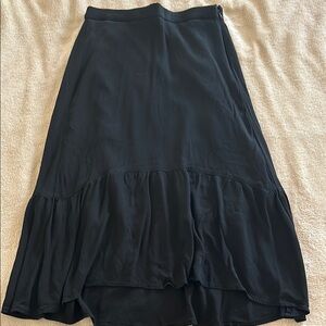 GAP Black Midi A-Line Skirt with Ruffled Hem